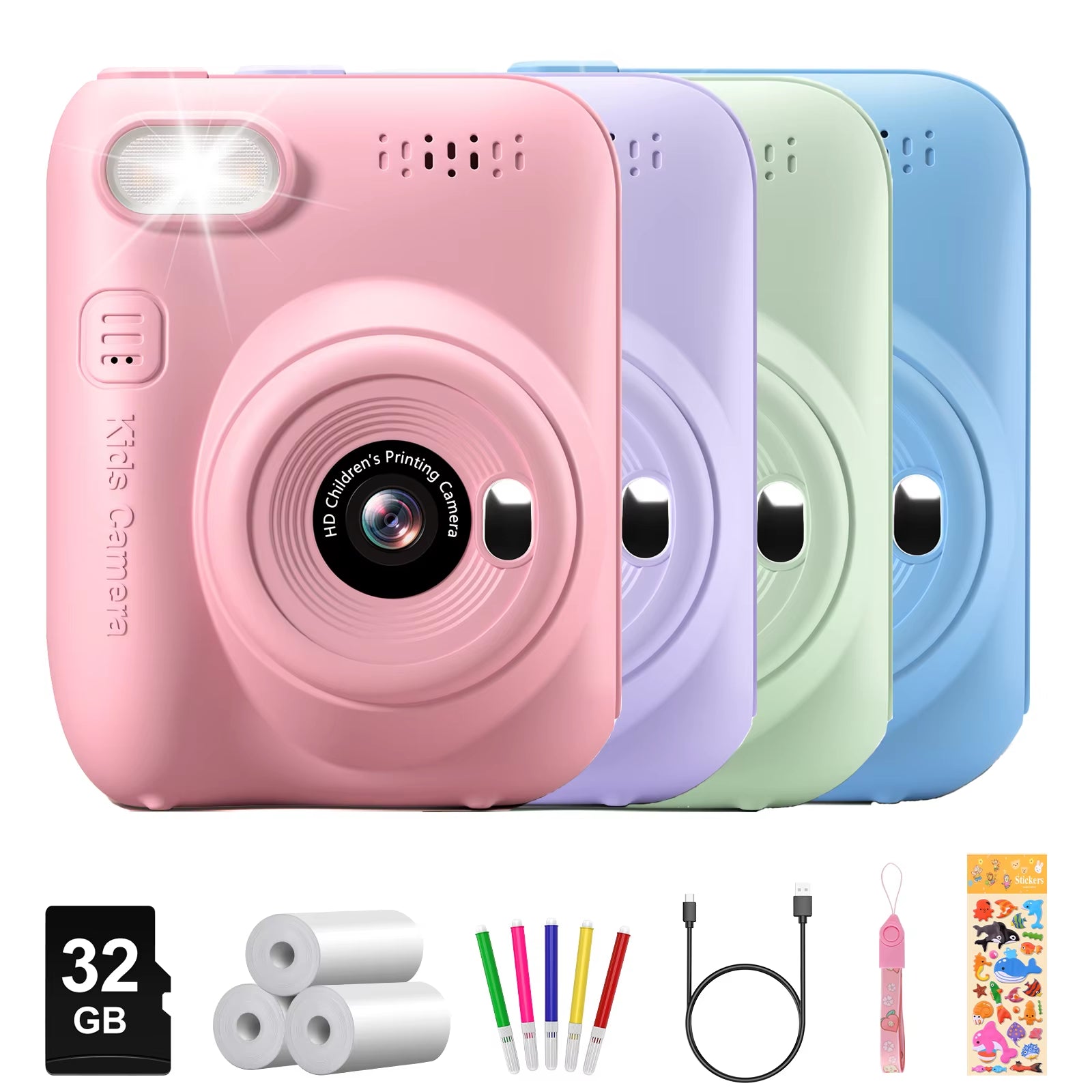 Professional Instant Print Camera for Children Aged 6-12, 3.0" Display, 32MP HD 1080P Digital Camera with 3 Rolls of Printer Paper