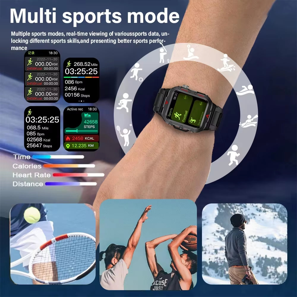 New Men'S Smart Watch LED Flashlight Outdoor Sports Smart Watch Wristwatch Health Monitoring Smart Watch