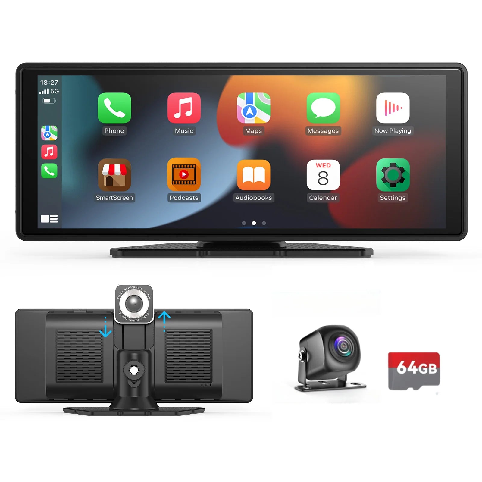 Universal Wireless CarPlay and Android Auto Touchscreen Display for Vehicles