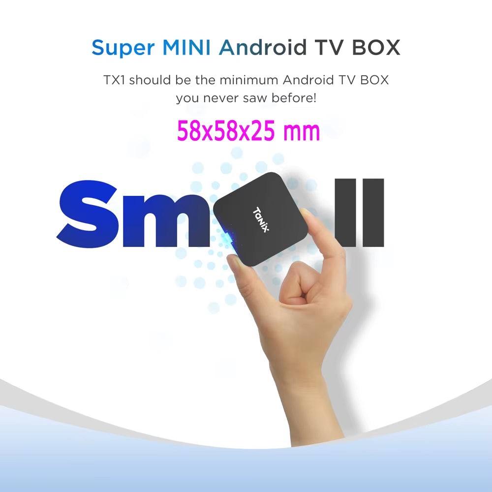 Tanix TX1 Android 10 TV Box, 4K HDR Media Player, Allwinner H313 Quad-Core, 2.4G WiFi, 8GB/16GB Storage, DC 5V/2A