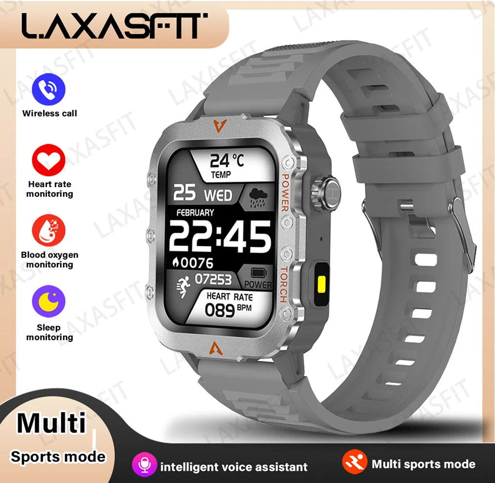 New Men'S Smart Watch LED Flashlight Outdoor Sports Smart Watch Wristwatch Health Monitoring Smart Watch