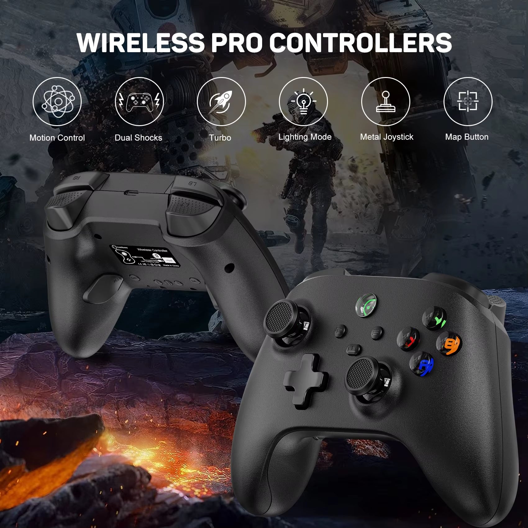 Linyuvo Multi-Platform Wireless Controller with Vibration, Motion Control, Turbo Function, Metal Joystick, and LED Lighting for Switch, PC, iOS, Android, and Tesla Vehicles