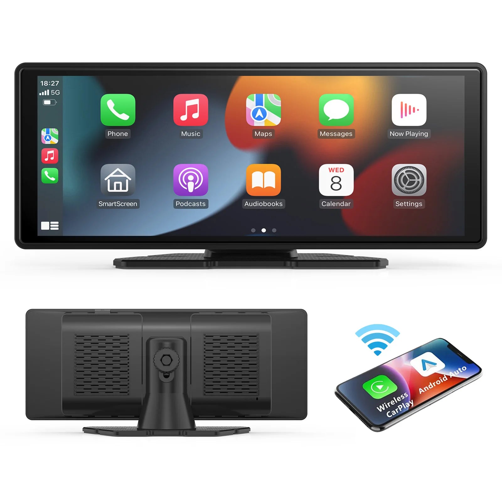 Universal Wireless CarPlay and Android Auto Touchscreen Display for Vehicles