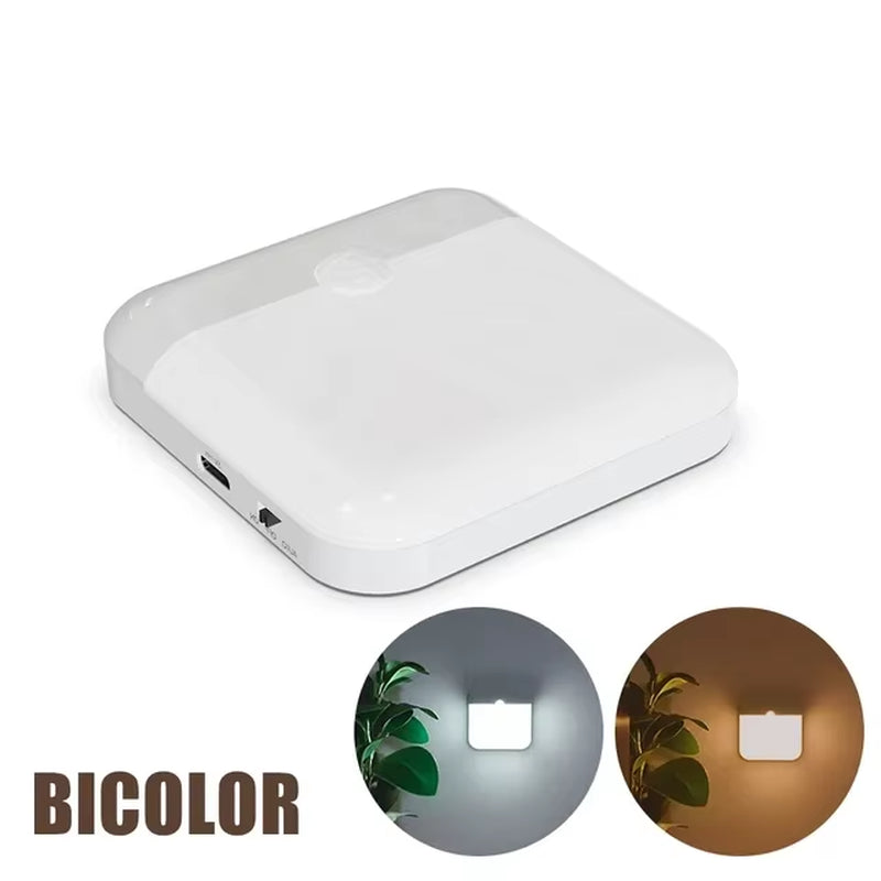 LED Motion Sensor Square Lamp with USB Type-C Charging for Bedroom, Kitchen, Stairway, Hallway, Wardrobe, and Cupboard Lighting